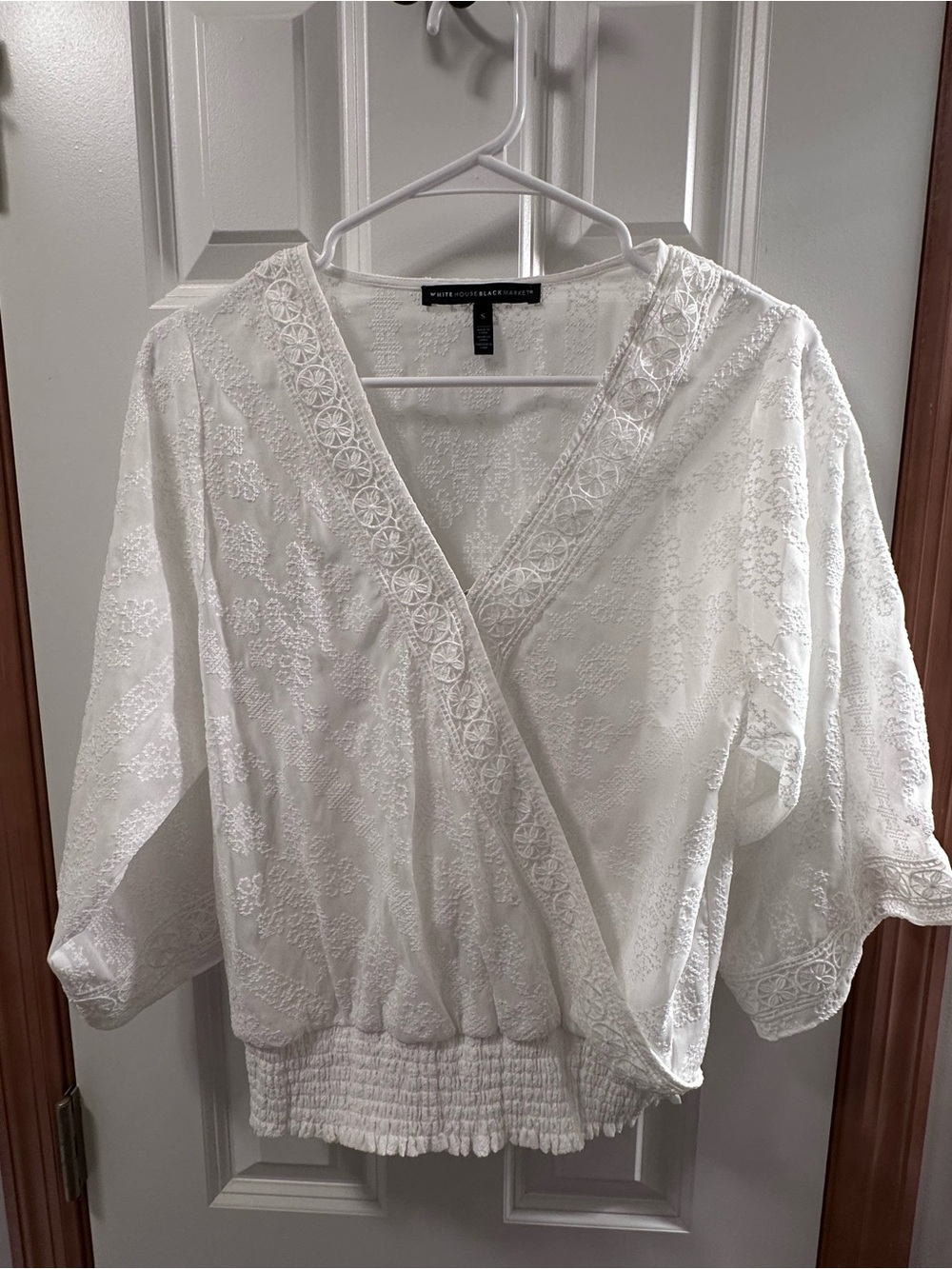 White House Black Market Embroidered Surplice Women's Top size small